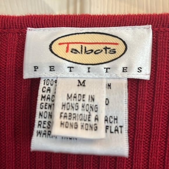 Talbots-M petite-red-rib detail,long sleeve, full zip,crewneck,cardigan sweater. - Picture 8 of 13